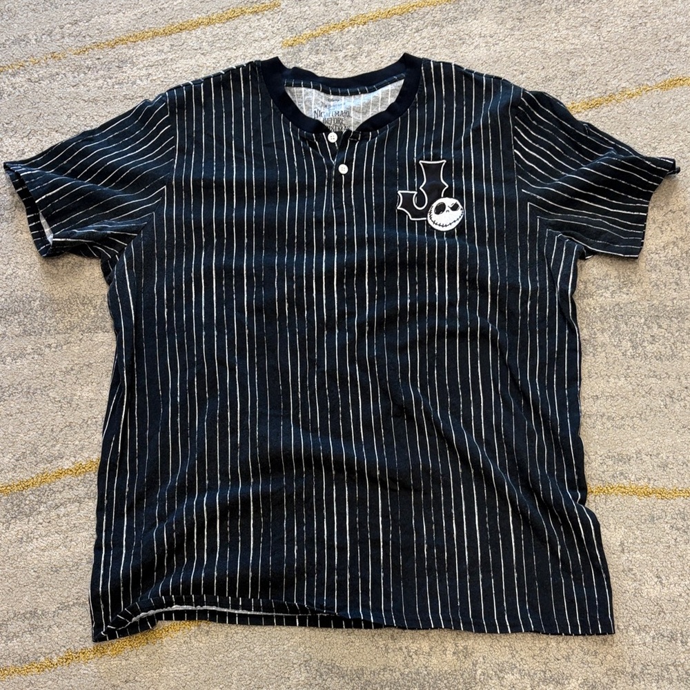 Disney The Nightmare Before Christmas Jack Skellington Black Striped Shirt